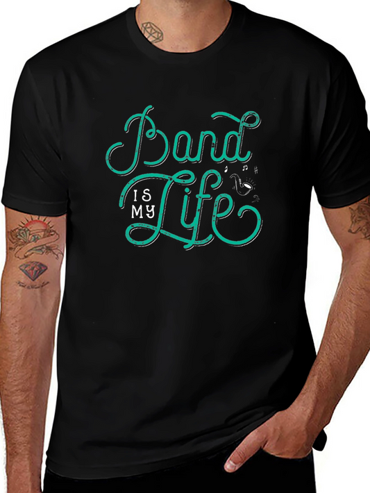 Band is My Life Graphic Tee - Black Cotton Blend