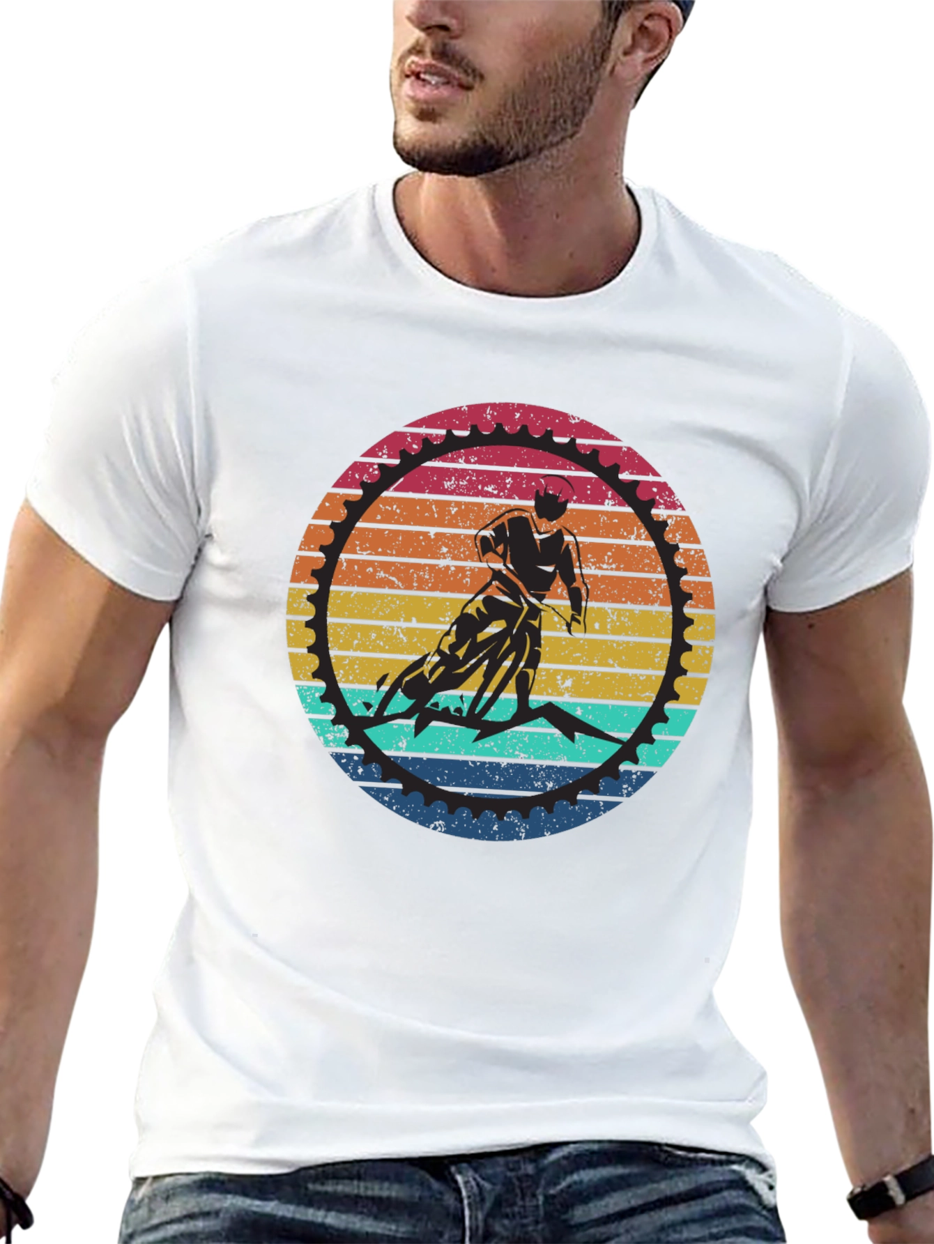 Retro Cycling T-Shirt - Mountain Bike Sunset