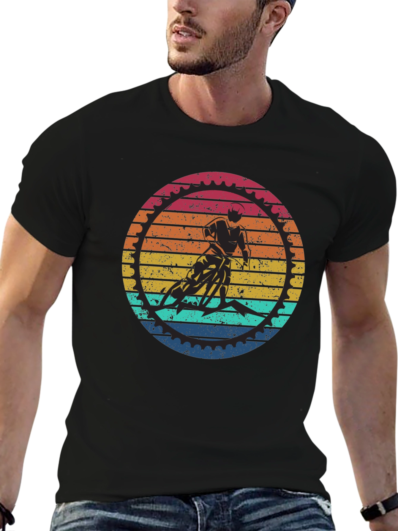 Retro Cycling T-Shirt - Mountain Bike Sunset