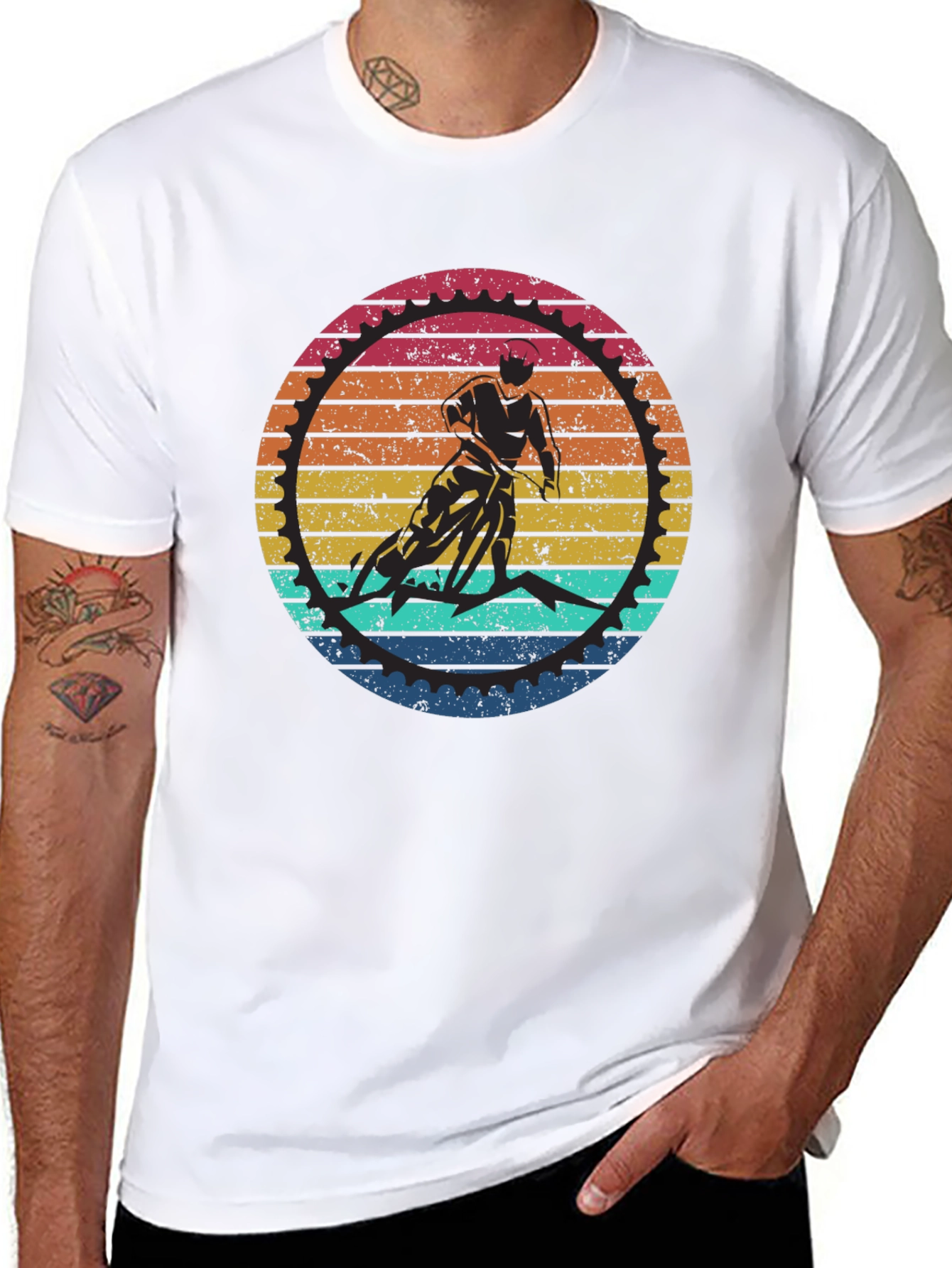 Retro Cycling T-Shirt - Mountain Bike Sunset