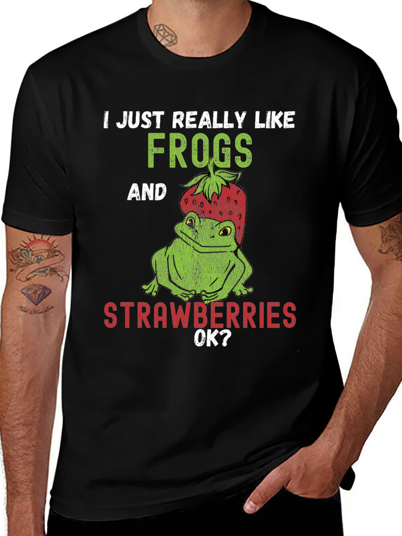 Frog and Strawberry T-Shirt - Funny Graphic Tee