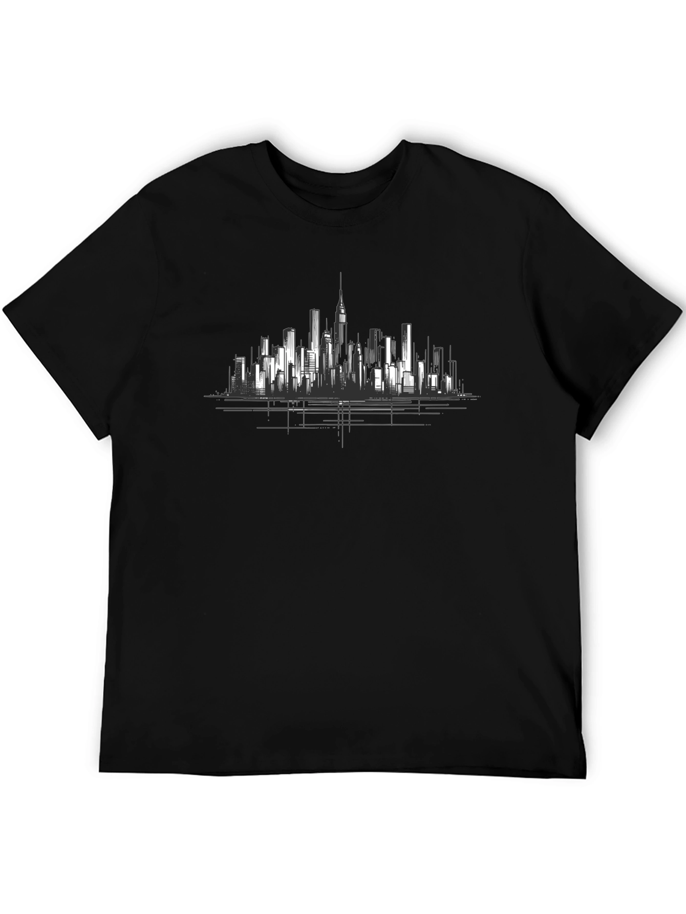 Cityscape Graphic Tee - Urban Style Black T-Shirt