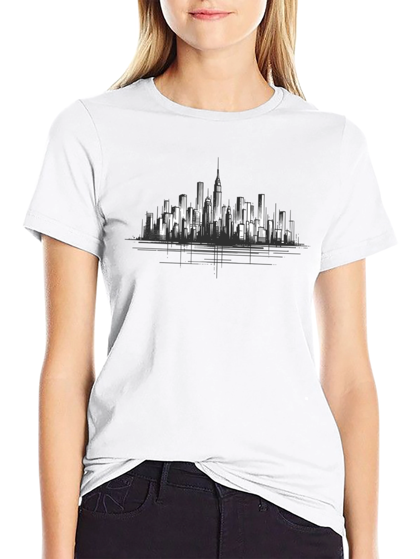 Cityscape Graphic Tee - Urban Style Black T-Shirt
