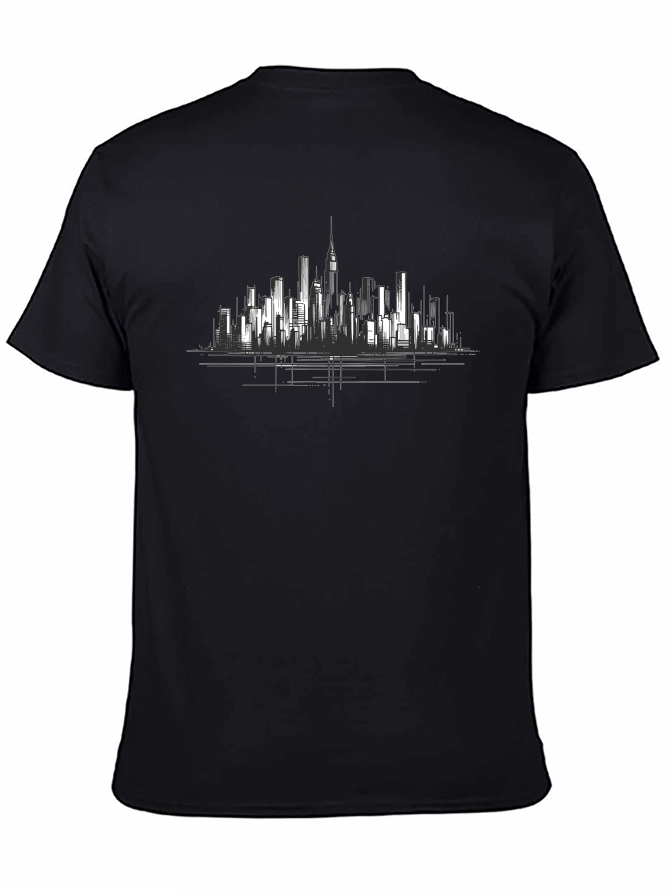 Cityscape Graphic Tee - Urban Style Black T-Shirt