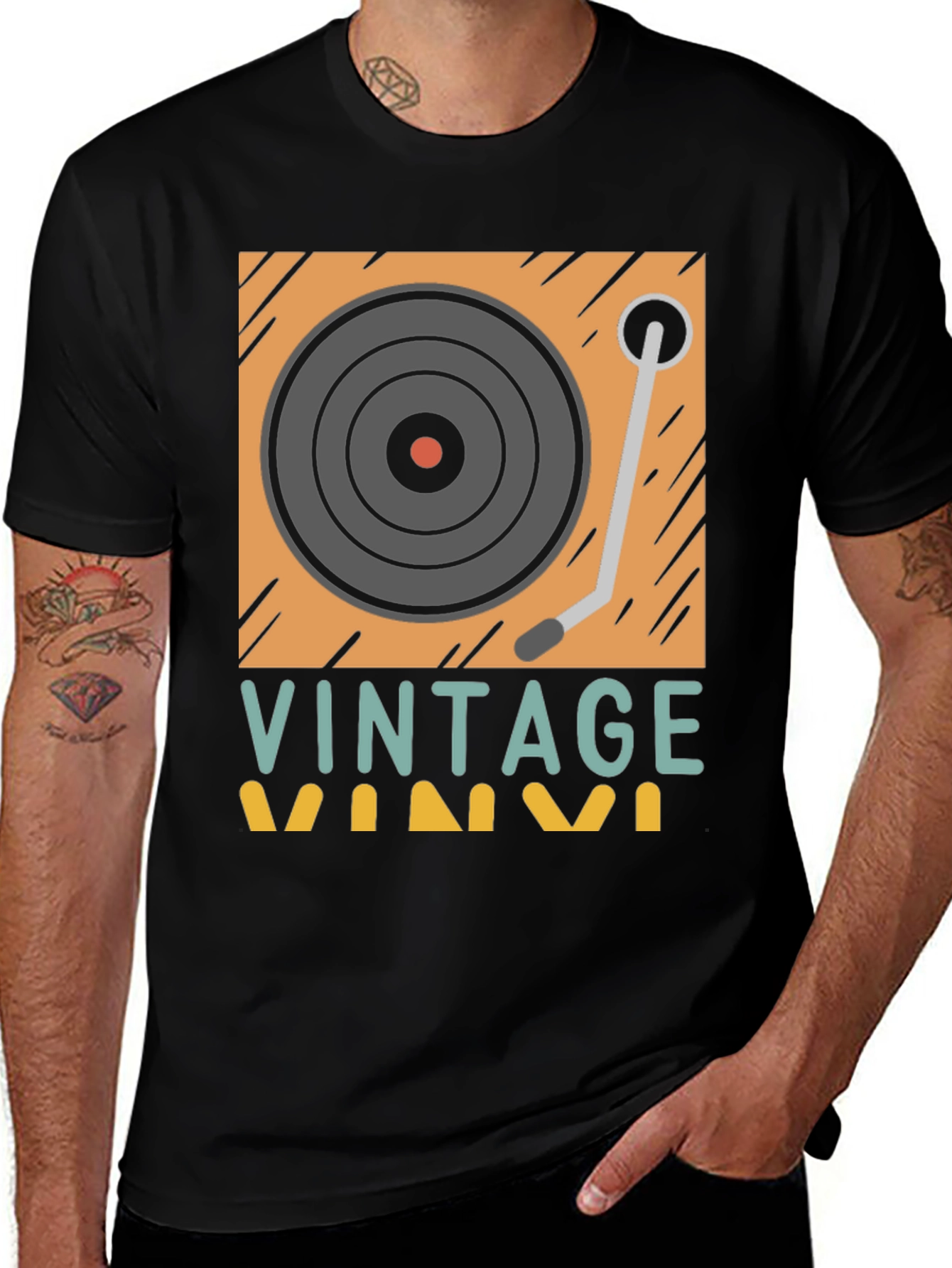 Retro Vinyl Record Player Graphic T-Shirt