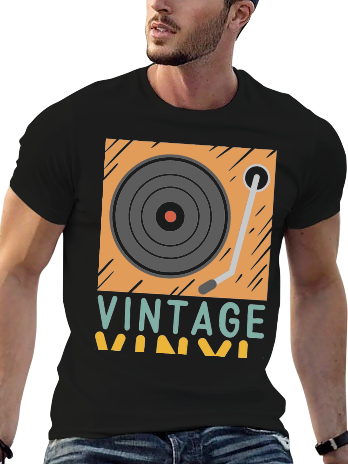 Retro Vinyl Record Player Graphic T-Shirt