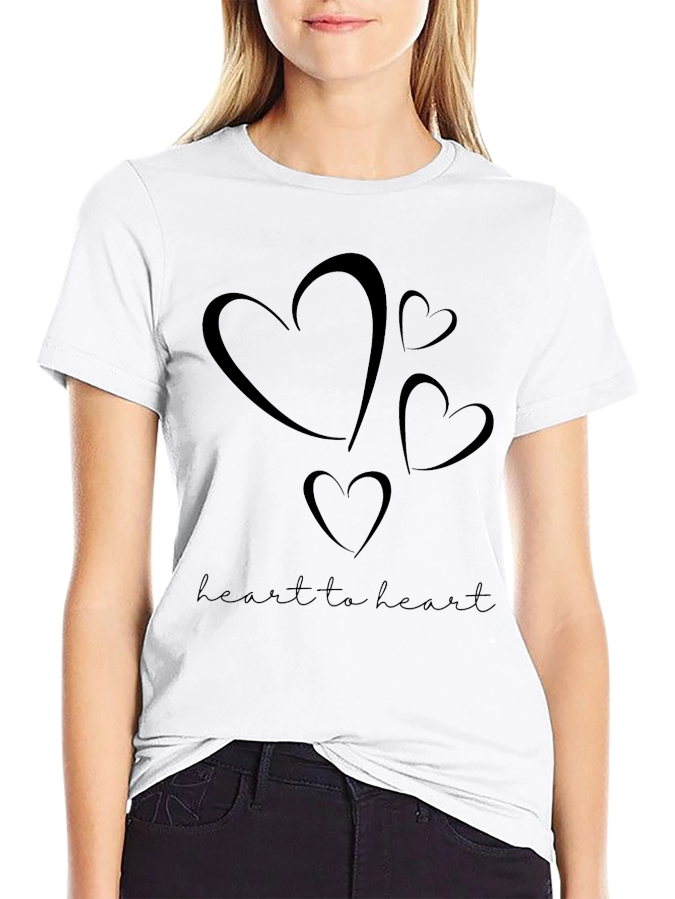 Heart to Heart Black Graphic Tee
