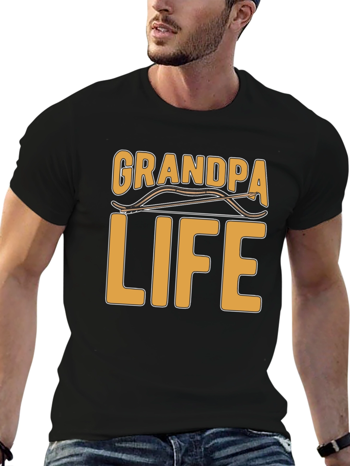 Grandpa Life Black T-Shirt Archery Graphic Tee