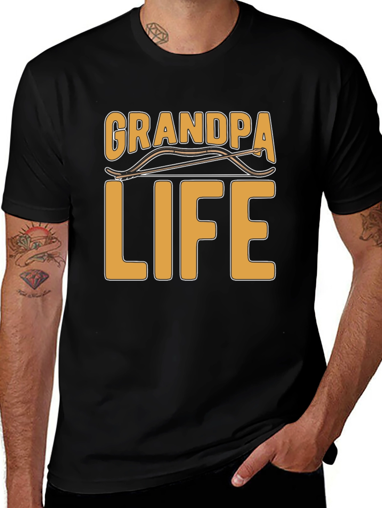 Grandpa Life Black T-Shirt Archery Graphic Tee