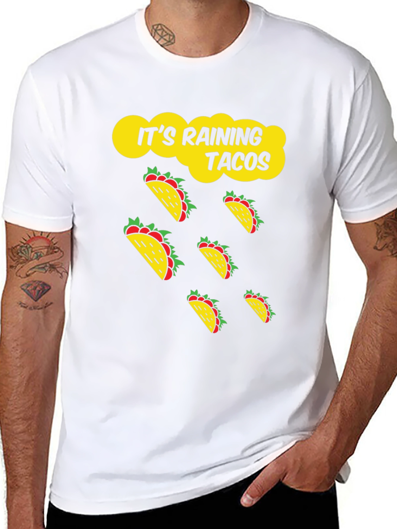 Its Raining Tacos Black Graphic T-Shirt