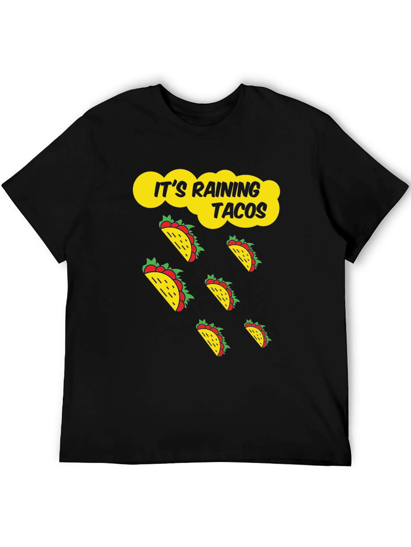 Its Raining Tacos Black Graphic T-Shirt