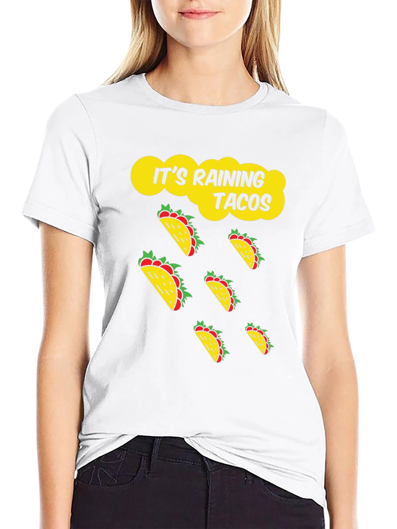 Its Raining Tacos Black Graphic T-Shirt