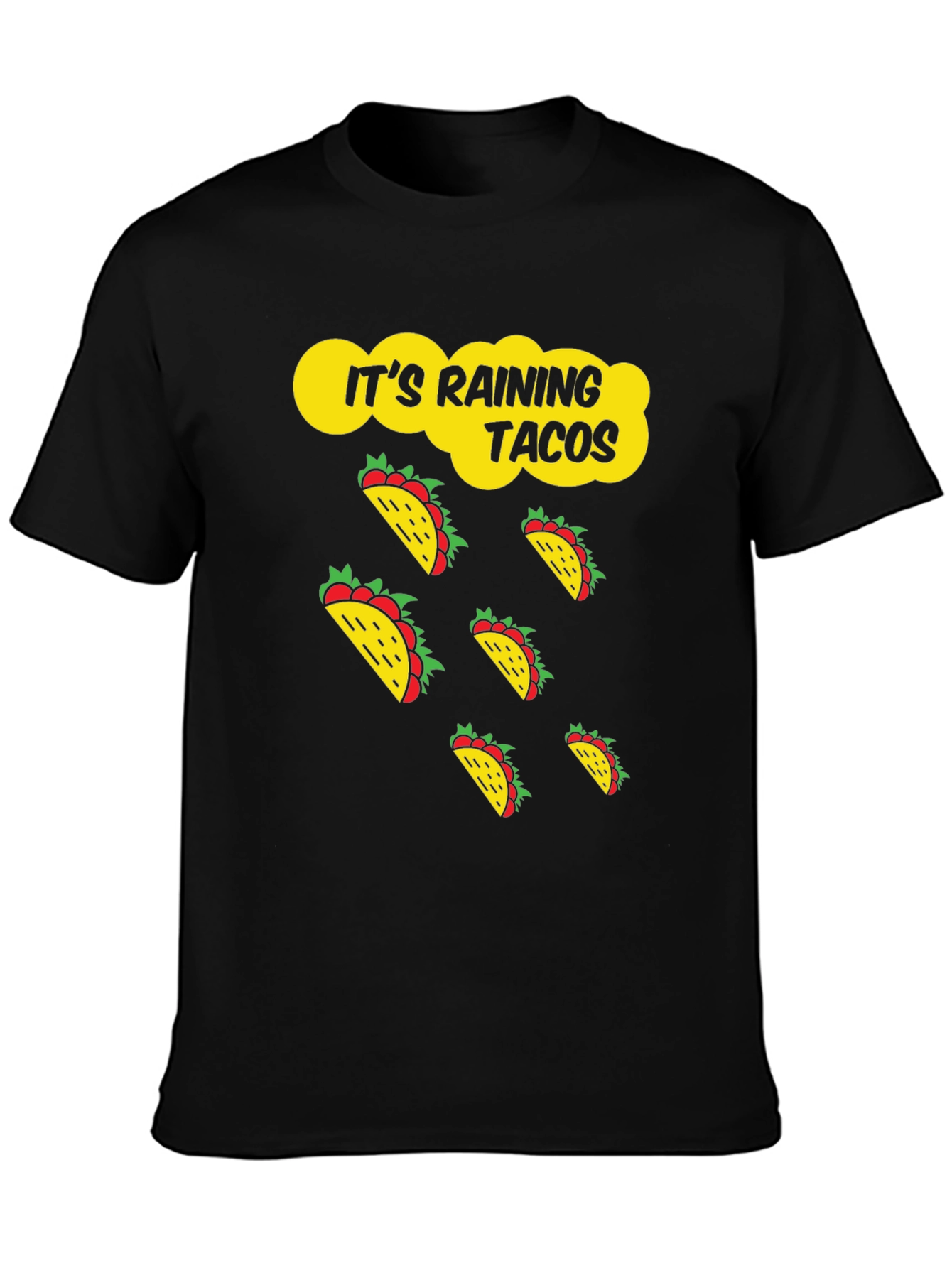Its Raining Tacos Black Graphic T-Shirt