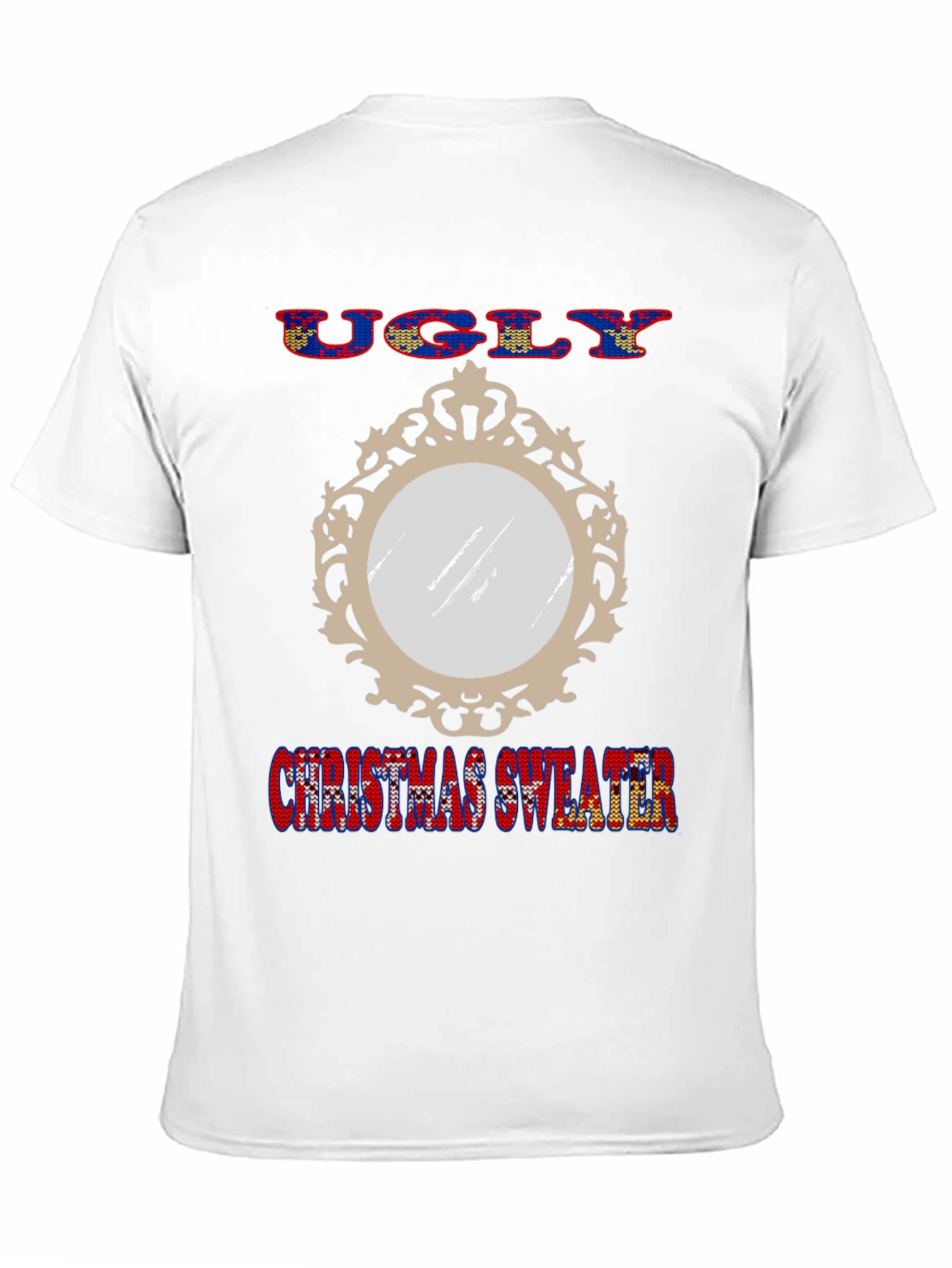 Ugly Christmas Sweater Mirror Graphic T-Shirt