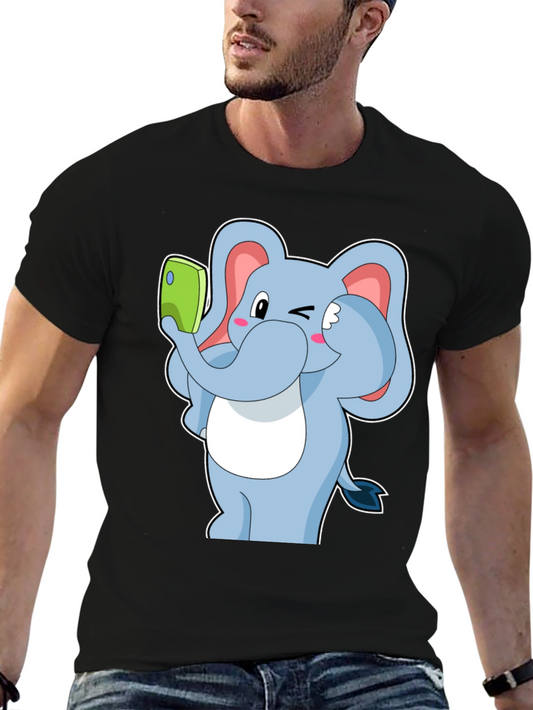Elephant Selfie T-Shirt - Fun Cartoon Tee