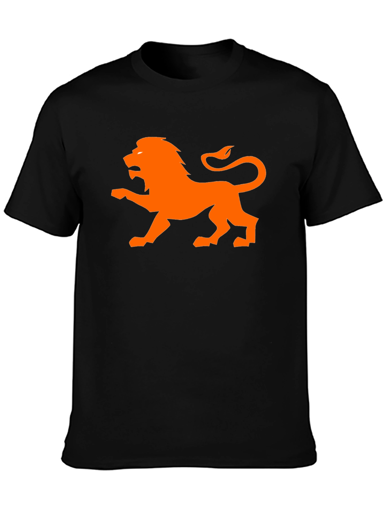 Orange Lion Graphic Black T-Shirt