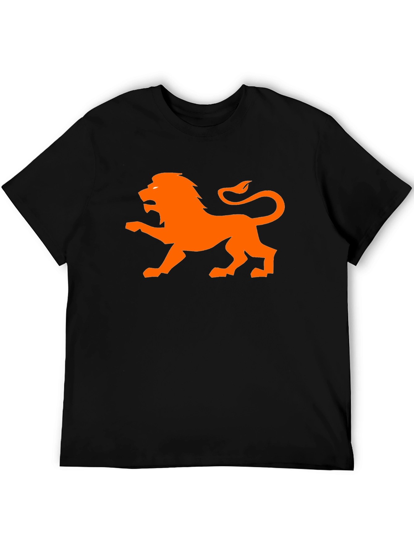 Orange Lion Graphic Black T-Shirt