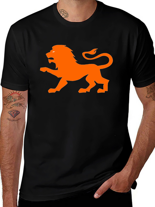 Orange Lion Graphic Black T-Shirt