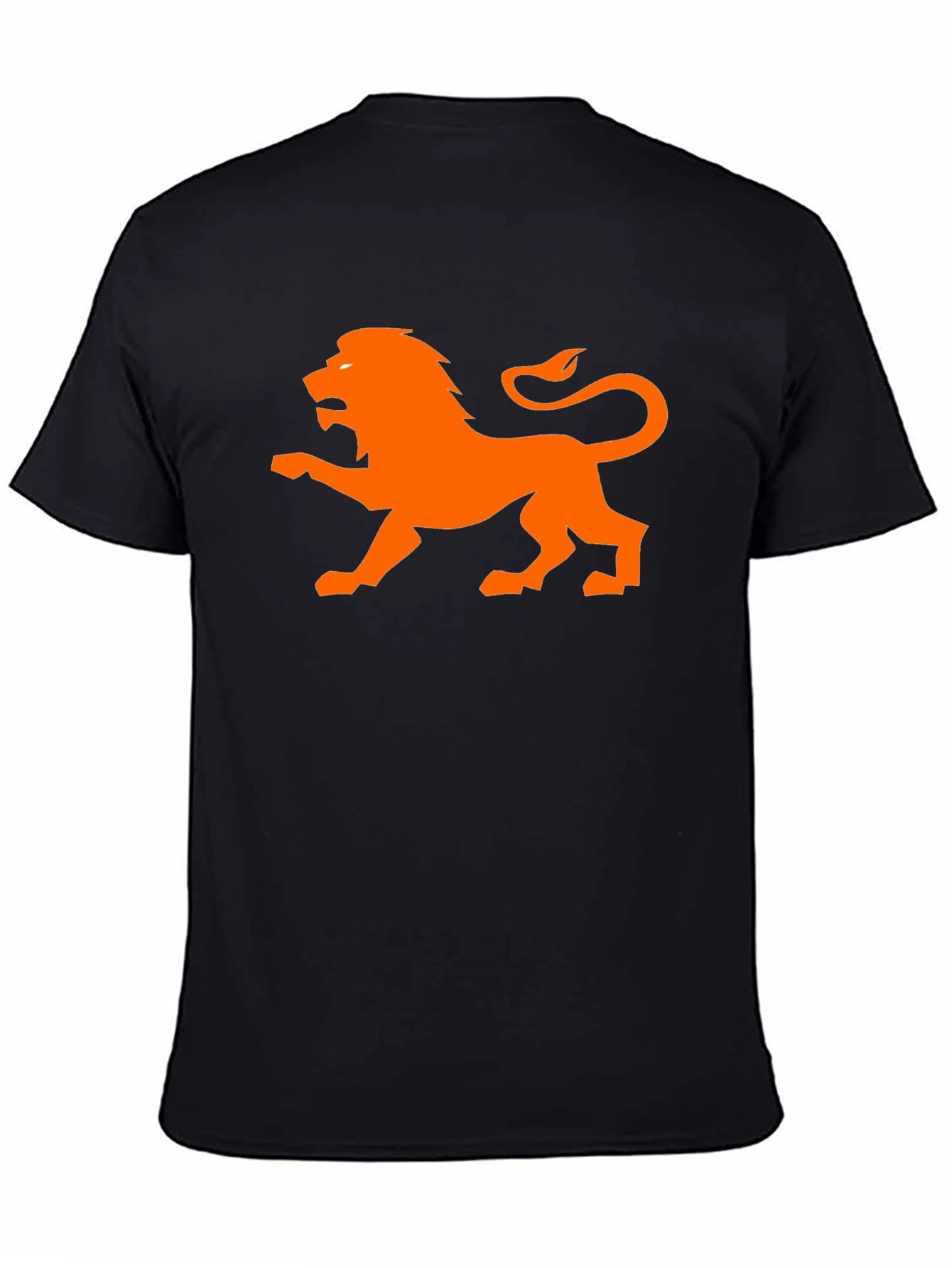 Orange Lion Graphic Black T-Shirt