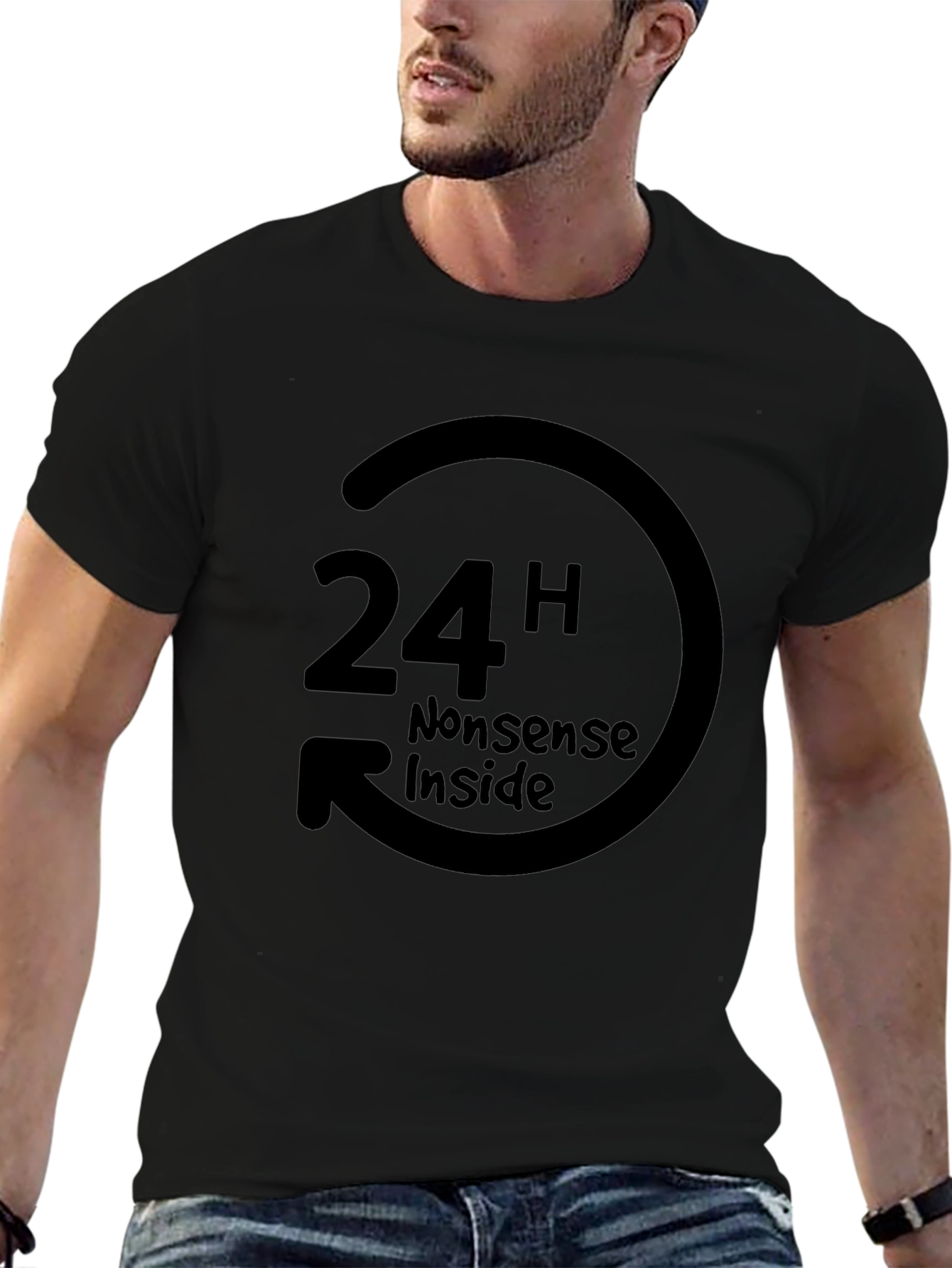 24H Nonsense Inside Black Graphic Tee