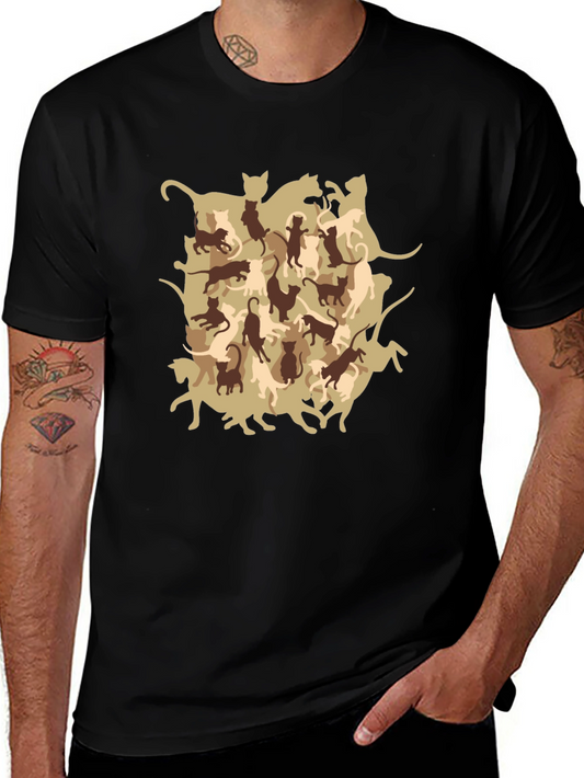 Cool Cat Camo Print Mens T-Shirt