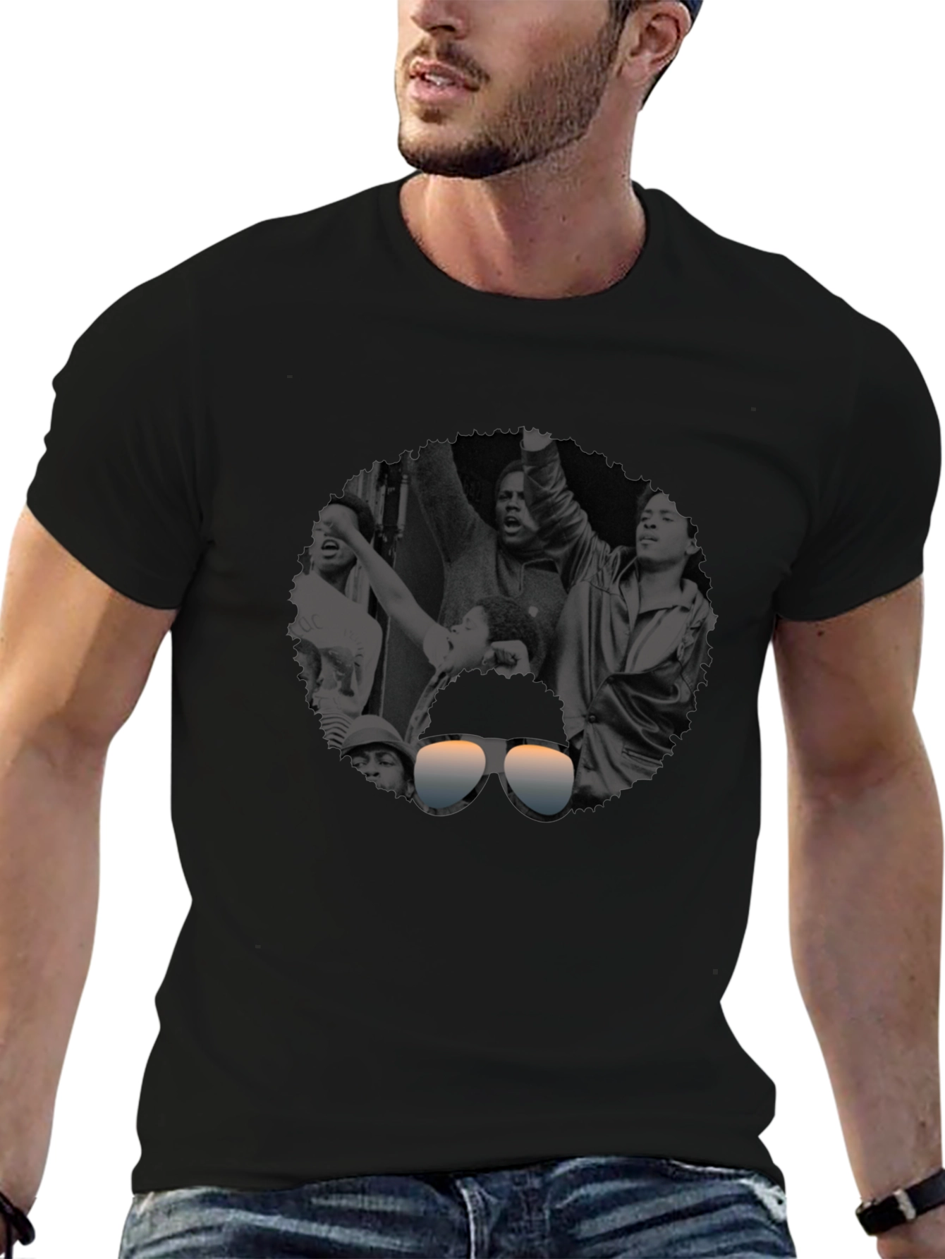 Retro Black & White Graphic Tee
