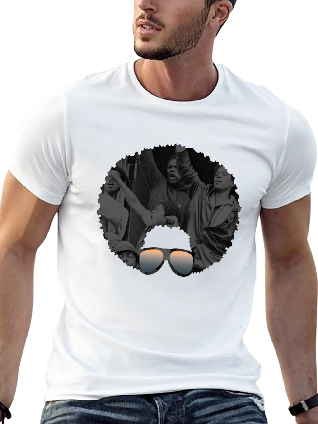 Retro Black & White Graphic Tee
