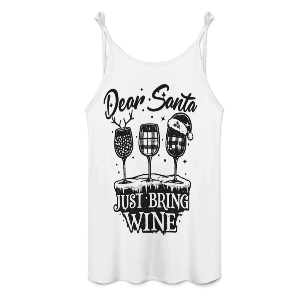 Dear Santa Just Bring Wine Christmas Night Dress, Funny Holiday Wine Lover Lounge Dress, Minimal Black Graphic Sleep Dress, Cozy Festive Gift for Women(z586)
