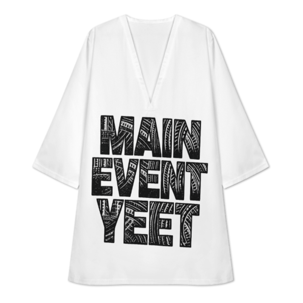 Main Event Yeet Graphic Oversized T-Shirt Dress, Bold Streetwear Typography Casual Lounge Tee, Trendy Statement Outfit for Everyday Style(z572)