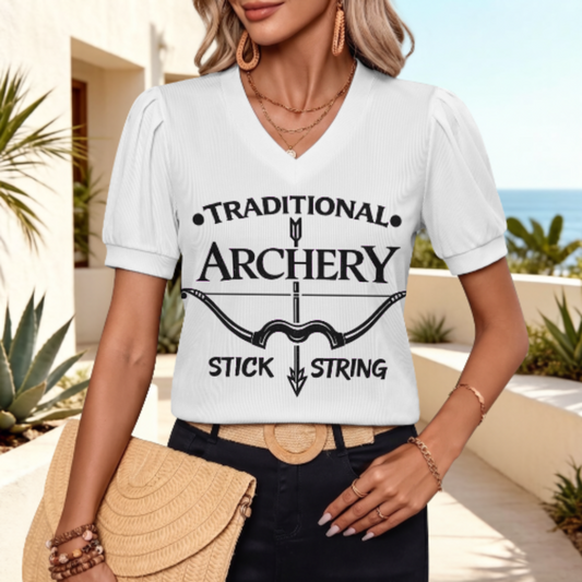 Traditional Archery Stick & String Graphic Tee, Vintage Bowhunter Shirt, Recurve Bow Lover Gift, Outdoor Archer Apparel, Minimalist Hunting Style Top(z594)