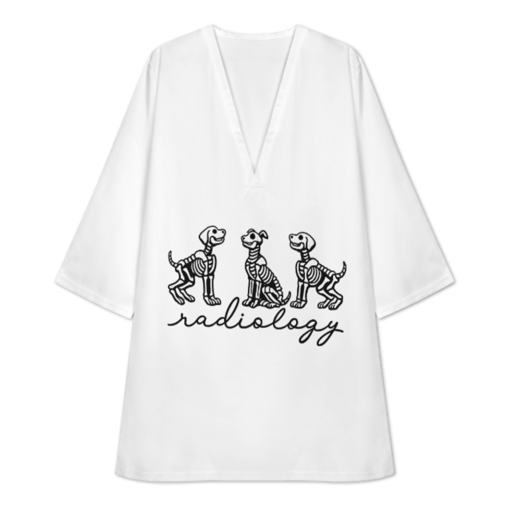 Radiology Dog Skeleton Graphic Dress, Funny Veterinary X-Ray Inspired Shirt Dress, Cute Medical Tech Casual Oversized Outfit(z577)