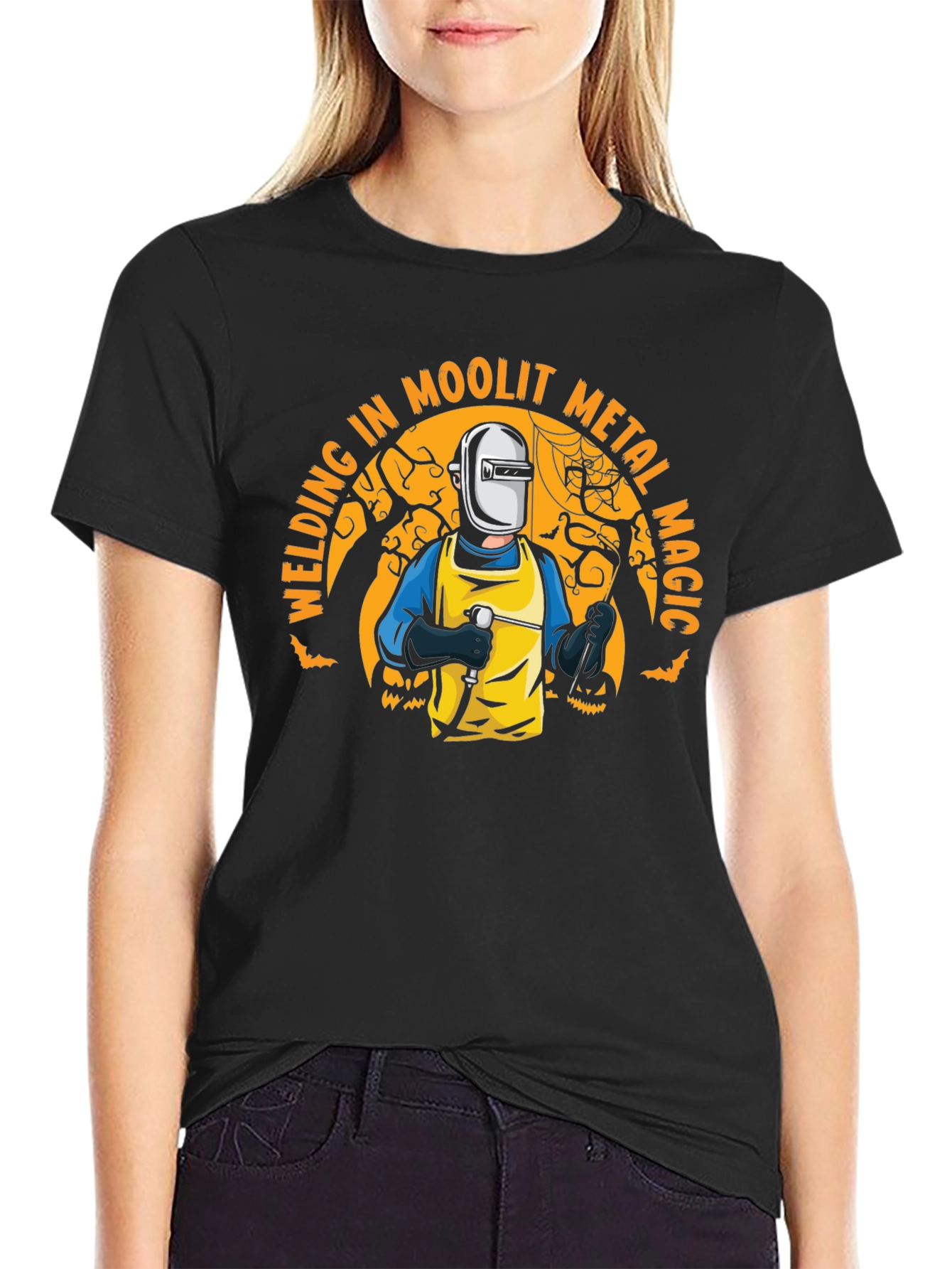 Welding in Moolit Metal Magic Halloween T-Shirt