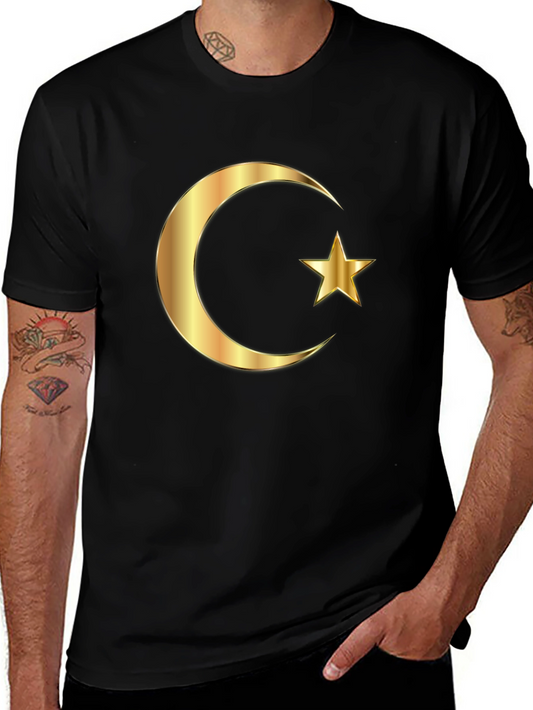 Crescent Moon & Star Graphic Black T-Shirt