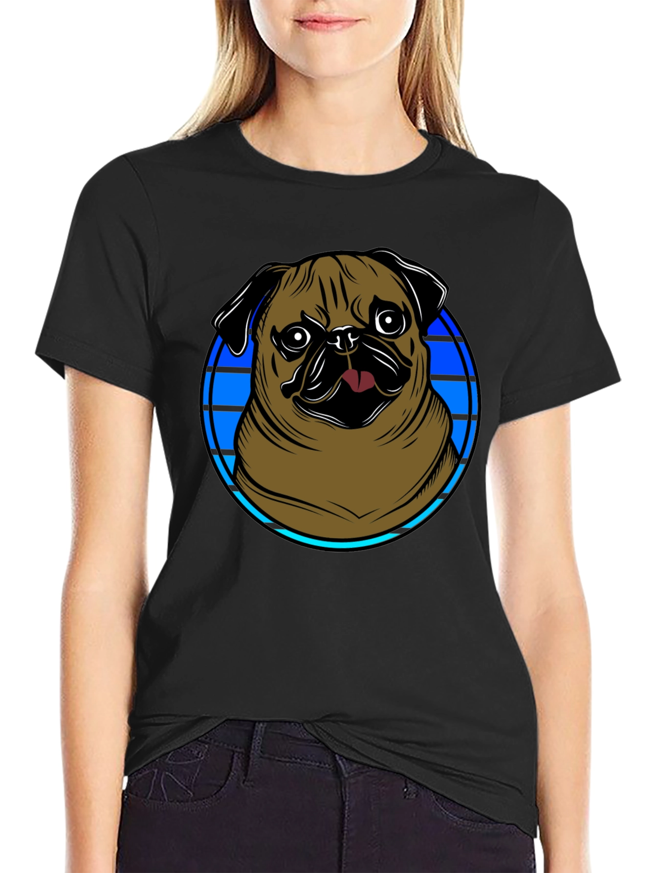 Pug Graphic Tee - Mens Black T-Shirt