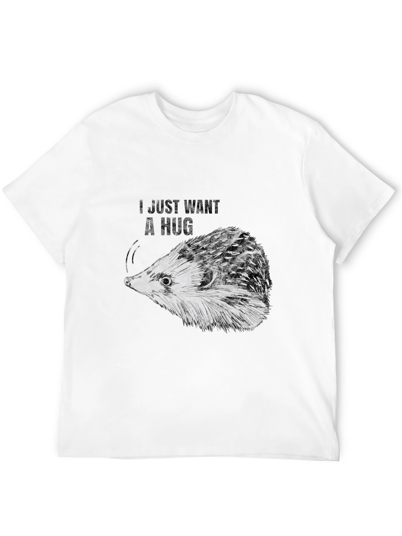 I Just Want A Hug Hedgehog Black T-Shirt