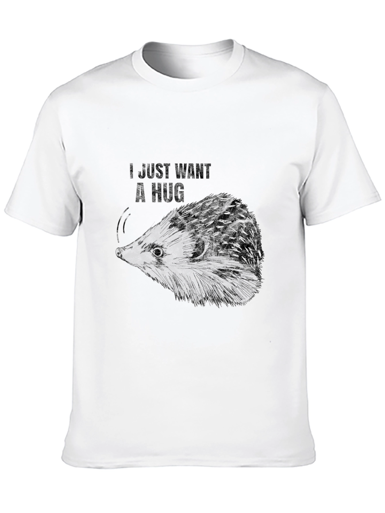 I Just Want A Hug Hedgehog Black T-Shirt