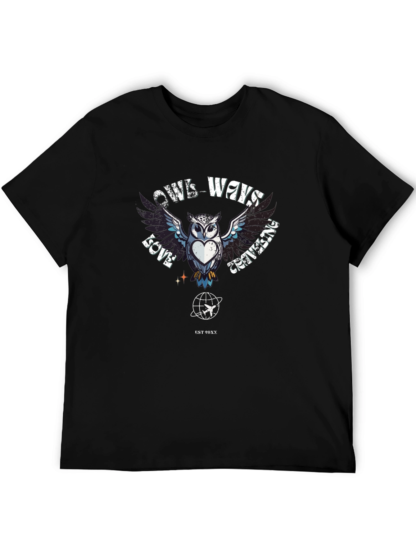 Owls Ways Love Traveling Black T-Shirt