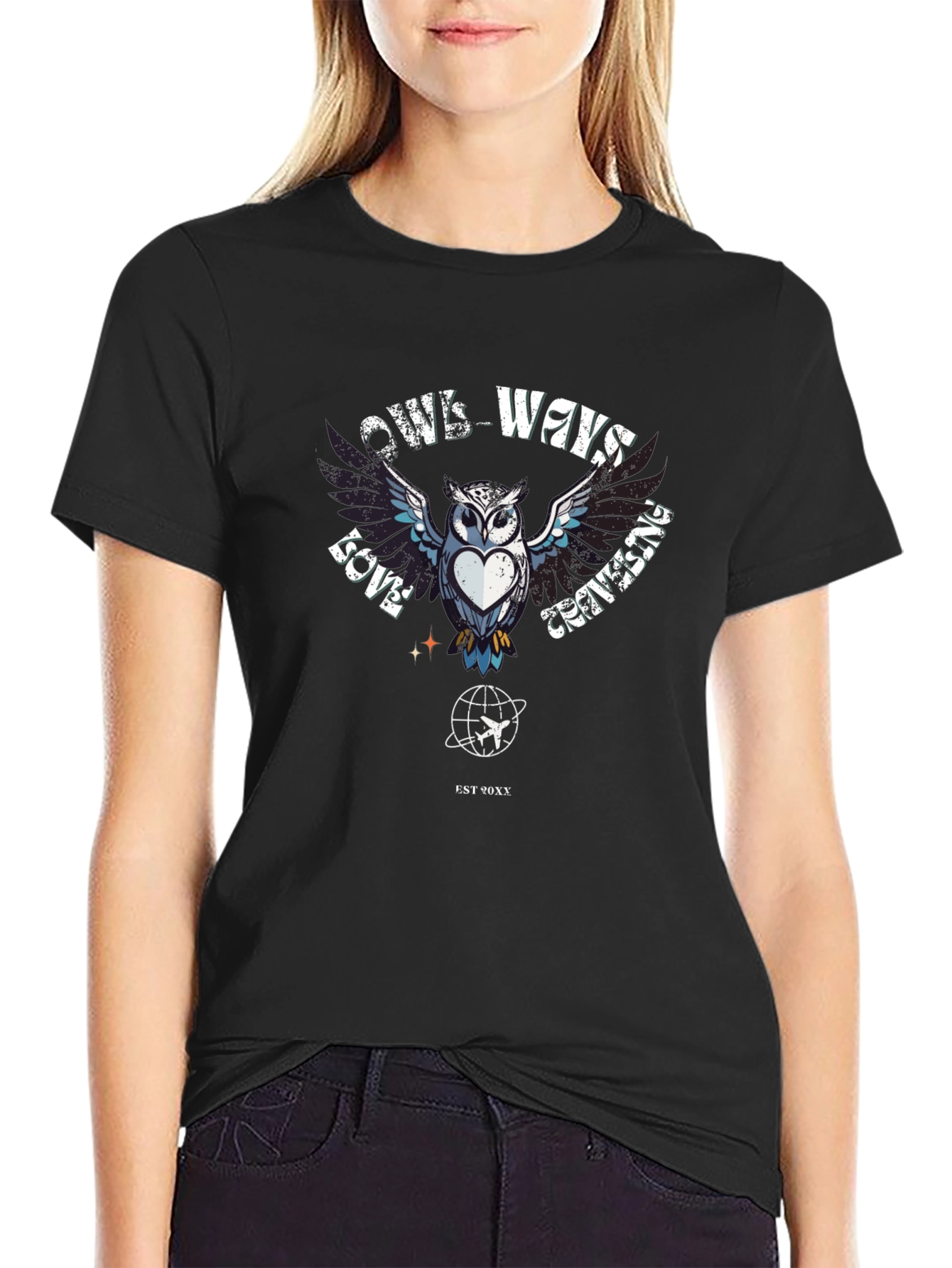 Owls Ways Love Traveling Black T-Shirt