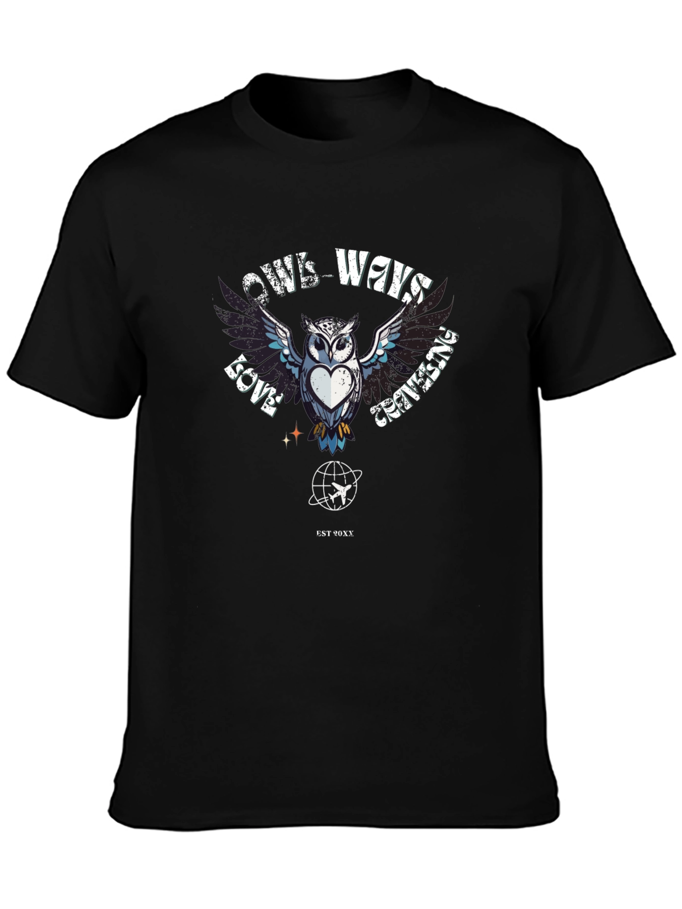 Owls Ways Love Traveling Black T-Shirt
