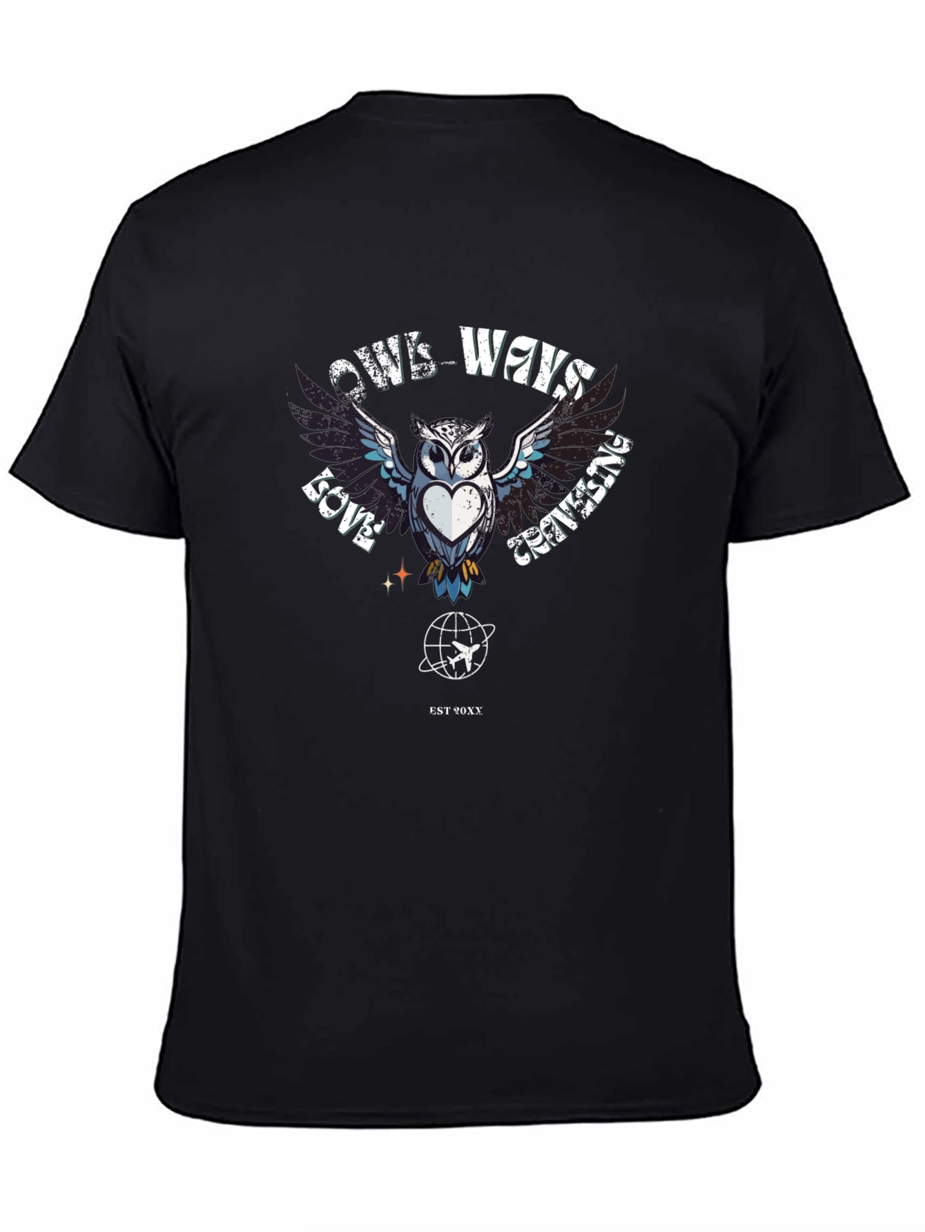 Owls Ways Love Traveling Black T-Shirt