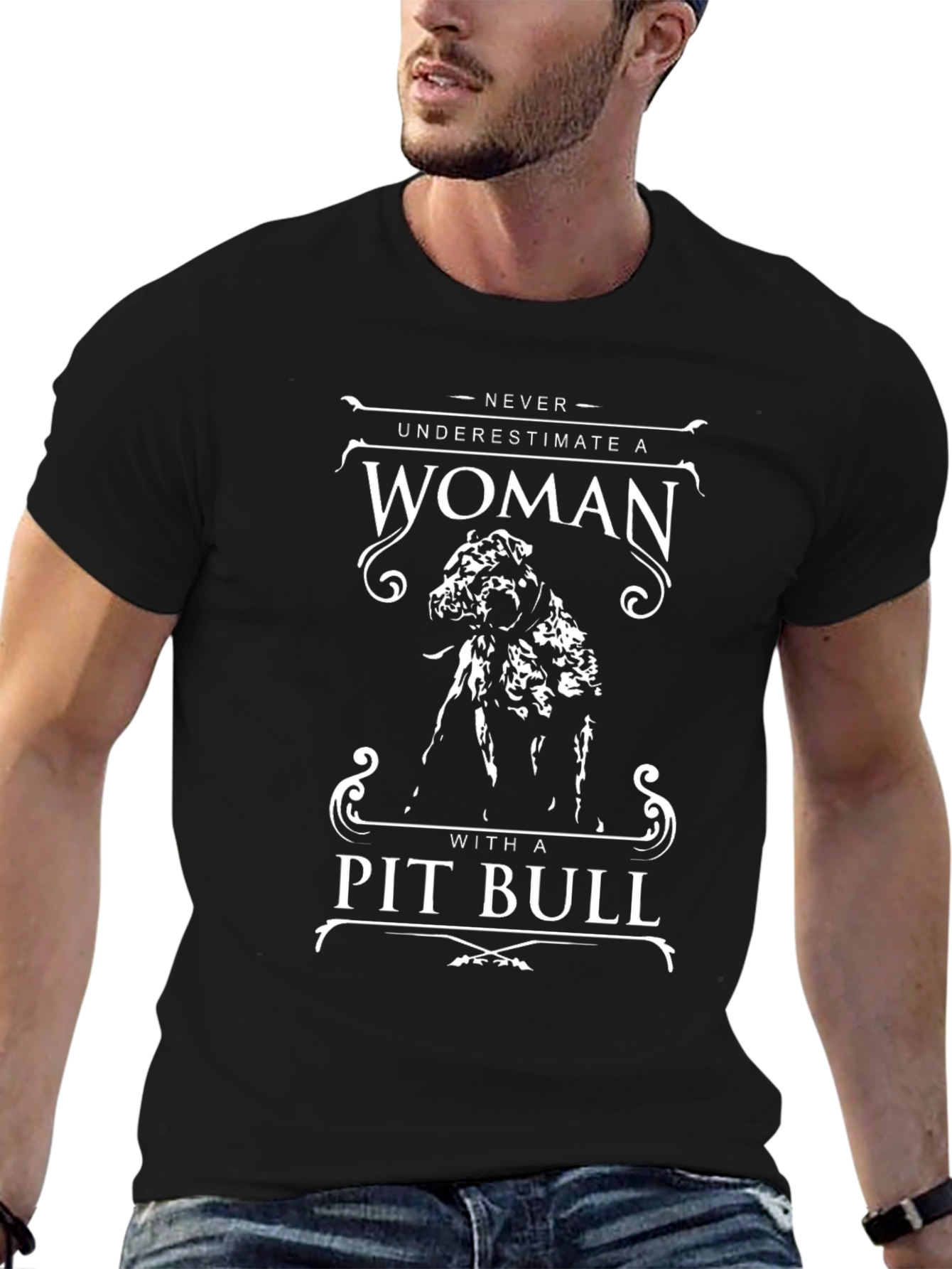 Never Underestimate Pit Bull Woman T-Shirt