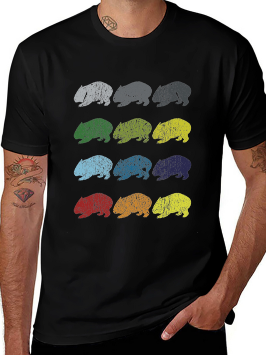 Retro Wombat Print T-Shirt - Graphic Tee