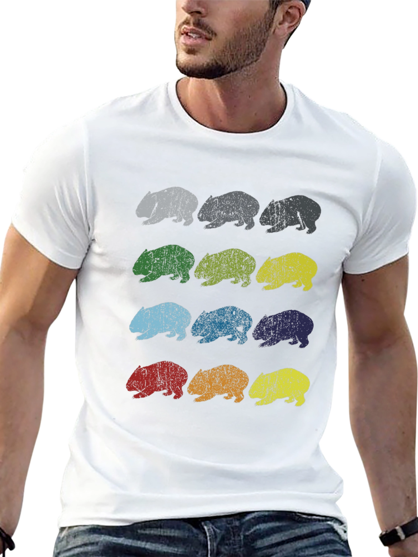 Retro Wombat Print T-Shirt - Graphic Tee