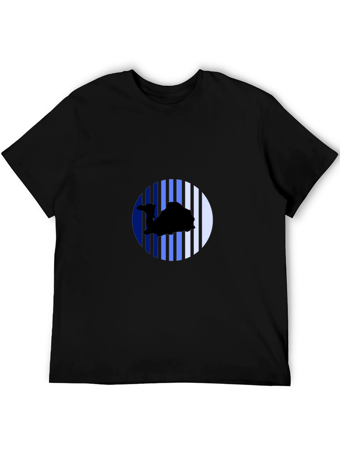 Camel Silhouette Striped Circle Black Tee