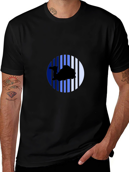 Camel Silhouette Striped Circle Black Tee