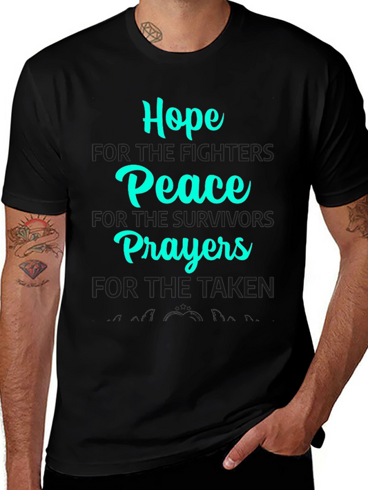 Hope Peace Prayers Black Graphic T-Shirt