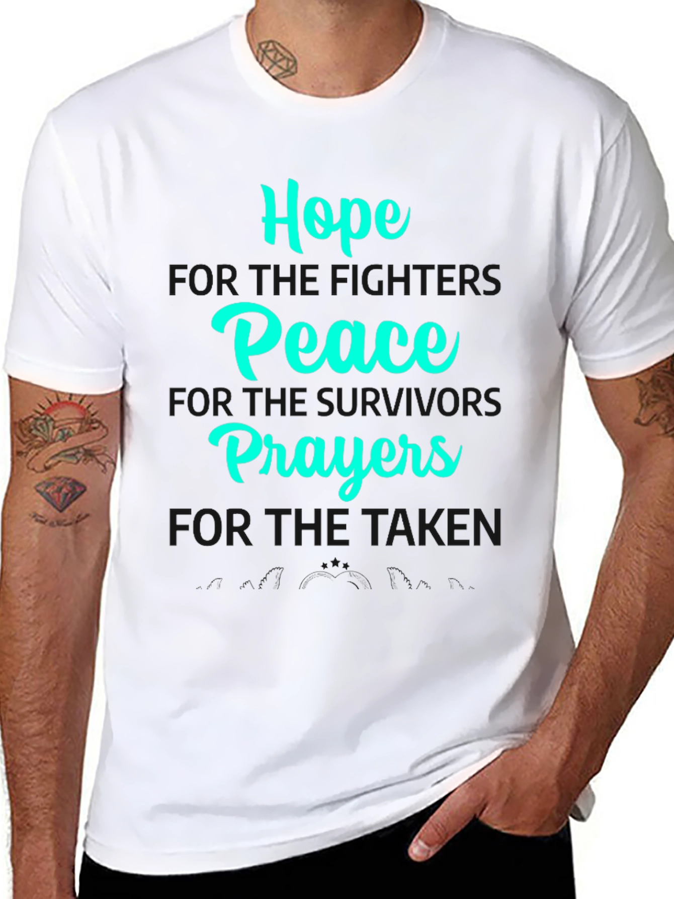 Hope Peace Prayers Black Graphic T-Shirt