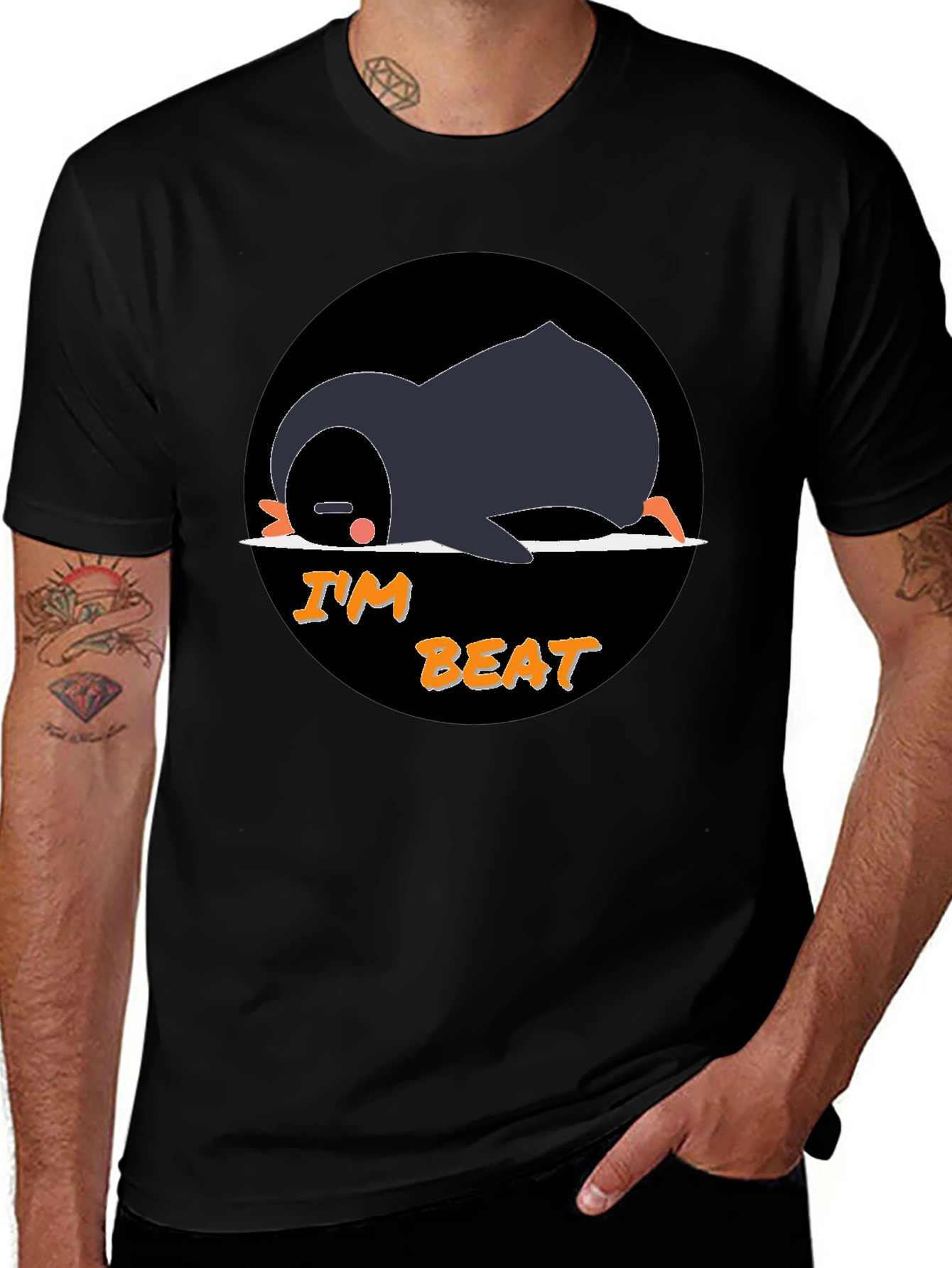 Im Beat Penguin T-Shirt - Black Cotton Tee