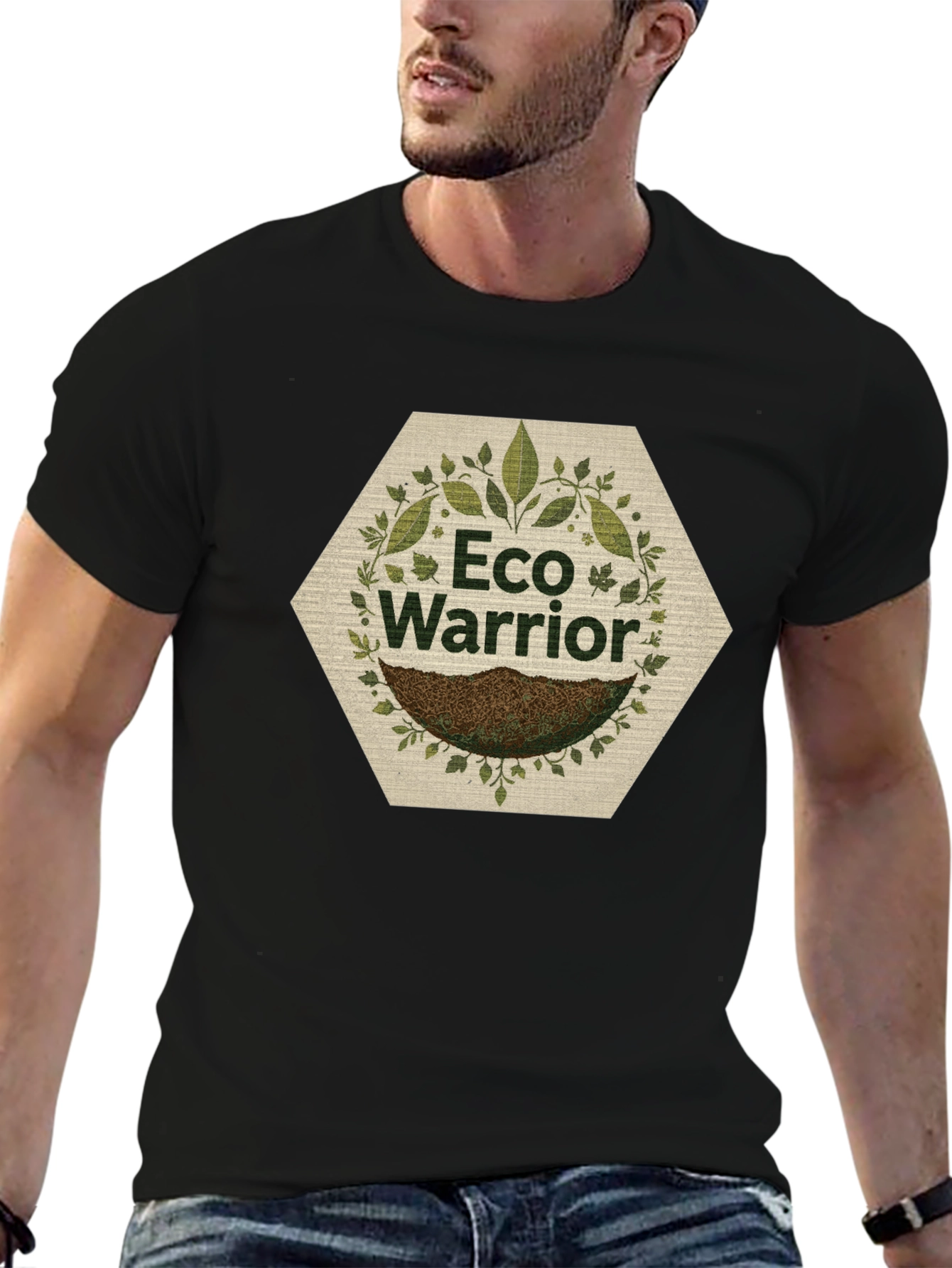 Eco Warrior T-Shirt - Black Nature Inspired Design