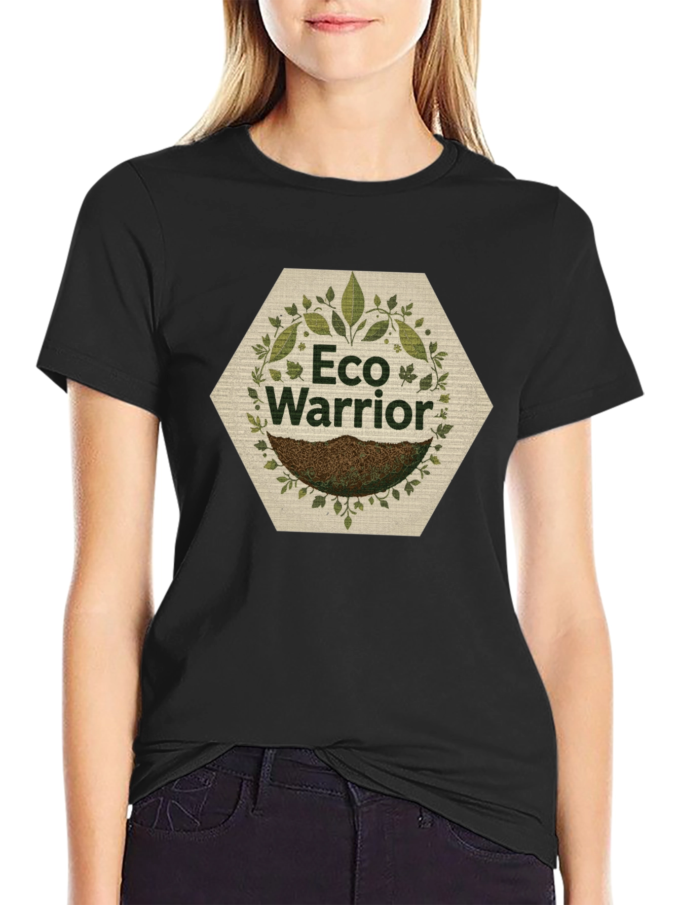 Eco Warrior T-Shirt - Black Nature Inspired Design